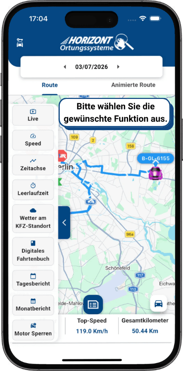 Erweiterte Funktionen der GPS-Tracker-App